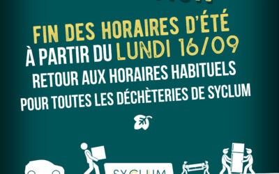 SYCLUM retour à la normale pour les horaires d’ouverture à partir du 16/09/2024
