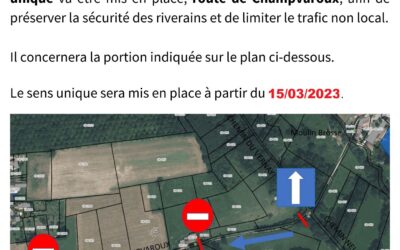 ST CLAIR DE LA TOUR : modification du sens de circulation route de Champvaroux