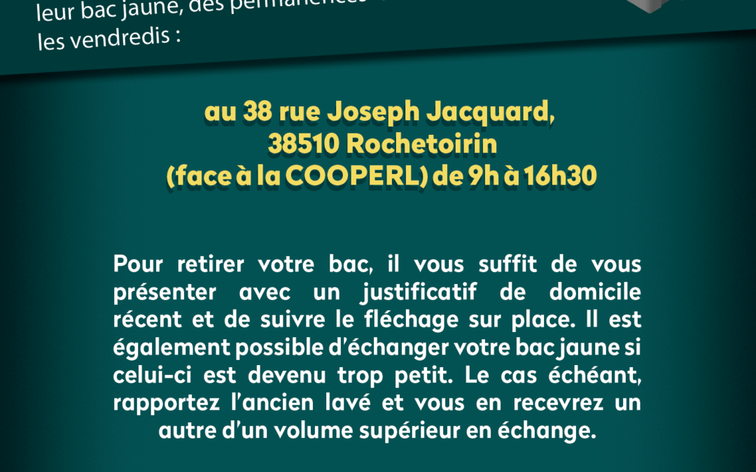 Permanences récupération bacs jaunes